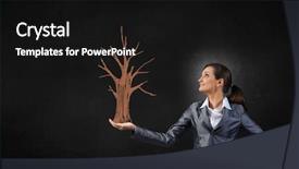  Presentation with money tree - Amazing PPT theme having young businesswoman showing money tree in her hand backdrop and a black colored foreground