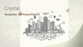  Presentation with construction - Beautiful slide set featuring young-businesswoman-showing-white-banner backdrop and a cream colored foreground