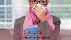  Presentation with office - Slide set consisting of young-businesswoman-sick background and a violet colored foreground