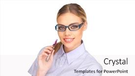  Presentation with smoking pregnancy - Cool new PPT layouts with young businesswoman smoking e-cigarette backdrop and a sky blue colored foreground