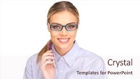  Presentation with cigarette - Slide deck enhanced with young businesswoman smoking e-cigarette background and a sky blue colored foreground