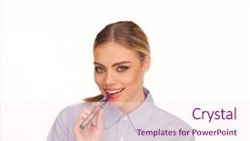  Presentation with cigarette - Beautiful PPT theme featuring young businesswoman smoking e-cigarette backdrop and a pink colored foreground