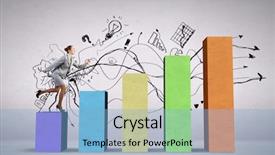  Presentation with stepping - Slide set consisting of young-businesswoman-stepping-up background and a light blue colored foreground