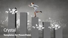  Presentation with stepping - Audience pleasing slide set consisting of young-businesswoman-stepping-up backdrop and a gray colored foreground