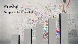  Presentation with stepping - PPT theme having young-businesswoman-stepping-up background and a light gray colored foreground