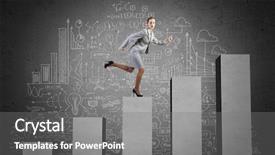  Presentation with stepping - Cool new theme with young-businesswoman-stepping-up backdrop and a gray colored foreground