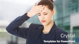  Presentation with headache - Amazing theme having young-businesswoman-suffering-a-headache backdrop and a tawny brown colored foreground