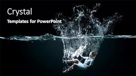  Presentation with underwater - PPT theme enhanced with young-businesswoman-swimming-underwater-mixed background and a black colored foreground