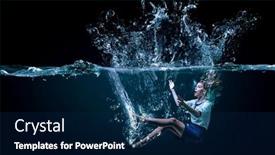  Presentation with underwater - Presentation design consisting of young-businesswoman-swimming-underwater-mixed background and a navy blue colored foreground