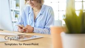  Presentation with front office - Cool new presentation with young-businesswoman-text-messaging backdrop and a lemonade colored foreground