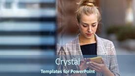  Presentation with phone - Audience pleasing presentation consisting of young-businesswoman-using-a-mobile backdrop and a ocean colored foreground