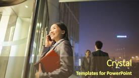  Presentation with cancer cell biology - Cool new theme with young businesswoman walking and talking backdrop and a tawny brown colored foreground