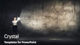  Presentation with lantern - Cool new presentation theme with young businesswoman walking in darkness with lantern in hand backdrop and a dark gray colored foreground
