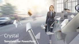  Presentation with success - Slide deck enhanced with young-businesswoman-walking-towards-success background and a  colored foreground