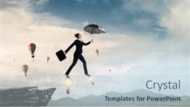  Presentation with walking - Cool new theme with young-businesswoman-walking-with-umbrella backdrop and a lemonade colored foreground