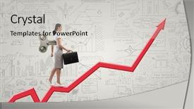  Presentation with walking young wild jaguar - Slide deck consisting of young businesswoman walking with wind background and a light gray colored foreground