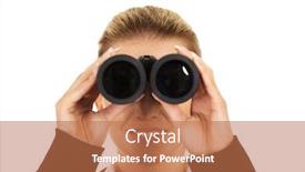  Presentation with binocular - Cool new theme with young businesswoman with a binocular backdrop and a coral colored foreground