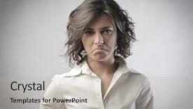  Presentation with angry animals - Theme consisting of young businesswoman with angry expression background and a light gray colored foreground