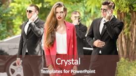  Presentation with luxury fashion outdoors - Colorful theme enhanced with young businesswoman with bodyguards outdoors backdrop and a tawny brown colored foreground