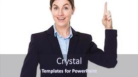  Presentation with finger point - Slide deck with young businesswoman with finger point up background and a wine colored foreground