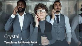 Presentation with intercultural - Amazing presentation having young-businesswoman-with-glass backdrop and a ocean colored foreground
