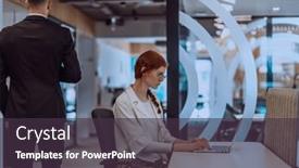  Presentation with orange - PPT theme featuring young-businesswoman-with-orange-hair and a tawny brown colored foreground