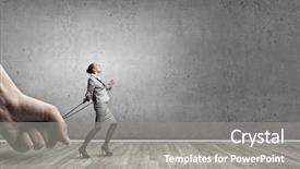  Presentation with slavery - Colorful PPT theme enhanced with freedom slavery - young businesswoman with ropes backdrop and a gray colored foreground