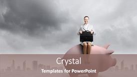  Presentation with suitcase - Presentation theme with young-businesswoman-with-suitcase background and a violet colored foreground