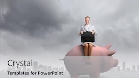  Presentation with suitcase - Amazing theme having young-businesswoman-with-suitcase backdrop and a light gray colored foreground