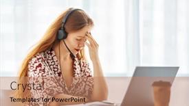  Presentation with head ache - Theme enhanced with young-businesswoman-working-on-laptop background and a coral colored foreground