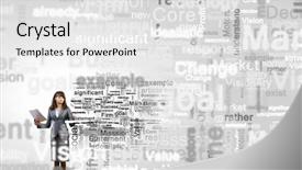  Presentation with rhyming words - Amazing PPT layouts having young businesswoman writing different words backdrop and a white colored foreground
