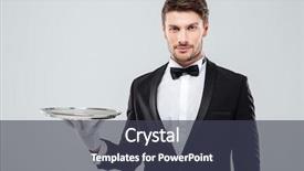  Presentation with butler - Amazing slides having portrait of young butler backdrop and a light gray colored foreground