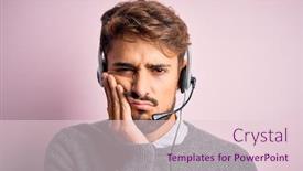  Presentation with call center - Amazing presentation design having young-call-center-agent-man backdrop and a lemonade colored foreground