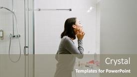  Presentation with calm - PPT theme enhanced with young-calm-asian-girl-preening background and a gray colored foreground