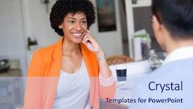  Presentation with interview - PPT theme with young candidate having an interview background and a sky blue colored foreground