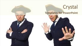  Presentation with captain vessel - Cool new PPT theme with young captain isolated on white backdrop and a  colored foreground