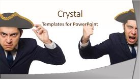  Presentation with captain vessel - PPT theme consisting of young captain isolated on white background and a cream colored foreground