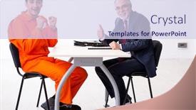  Presentation with advocate - PPT layouts having young-captive-meeting-with-advocate background and a sky blue colored foreground