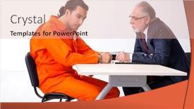  Presentation with advocate - Cool new PPT theme with young-captive-meeting-with-advocate backdrop and a lemonade colored foreground