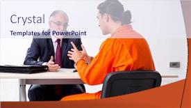  Presentation with advocate - Colorful PPT layouts enhanced with young-captive-meeting-with-advocate backdrop and a sky blue colored foreground