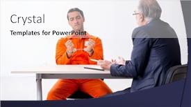  Presentation with advocate - Colorful presentation design enhanced with young-captive-meeting-with-advocate backdrop and a sky blue colored foreground