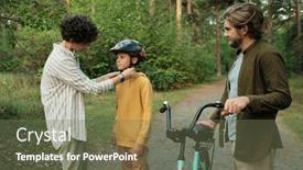  Presentation with belts - Slide set consisting of young-careful-female-helping background and a tawny brown colored foreground