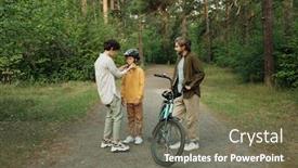  Presentation with belts - Beautiful slide deck featuring young-careful-mother-helping backdrop and a gray colored foreground