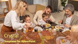  Presentation with thanksgiving dinner - Slide set having young-careful-parents-giving-drinks background and a red colored foreground