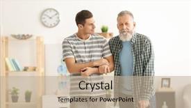  Presentation with caregiver - Beautiful PPT theme featuring young caregiver with senior man backdrop and a mint green colored foreground