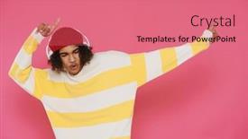  Presentation with music headphones - Theme consisting of young-caribbean-man-dancing background and a coral colored foreground