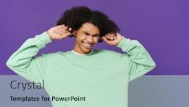  Presentation with caribbean - PPT layouts enhanced with young-caribbean-man-with-piercing background and a soft green colored foreground