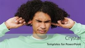  Presentation with caribbean - PPT layouts enhanced with young-caribbean-man-with-piercing background and a soft green colored foreground