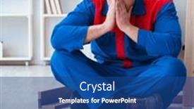  Presentation with well - PPT theme consisting of young-carpenter-at-work-tired background and a ocean colored foreground