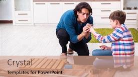  Presentation with teaching - Cool new presentation with young-carpenter-teaching-his-son backdrop and a coral colored foreground